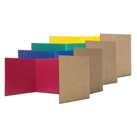 Flipside Corrugated Study Carrels, 12in x 48in, Assorted Colors, PK24 60045